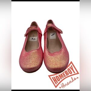 Jacadi Pink and Gold Glitter Dress Shoes